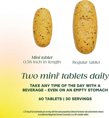 Miniatura 5 de MegaFood Suplemento de curcumina de cúrcuma de cuerpo entero Minis, suplemento de cúrcuma con pimienta negra, 237 mg de curcuminoides por porción