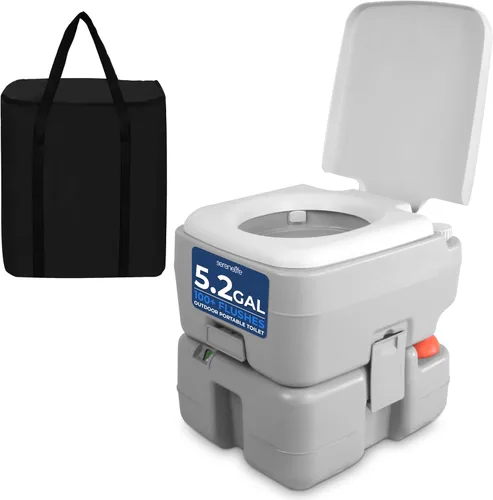 Miniatura 8 de SereneLife Inodoro portátil de 4 galones para acampar para adultos, más de 100 descargas, inodoro de campamento porta orinal con soporte