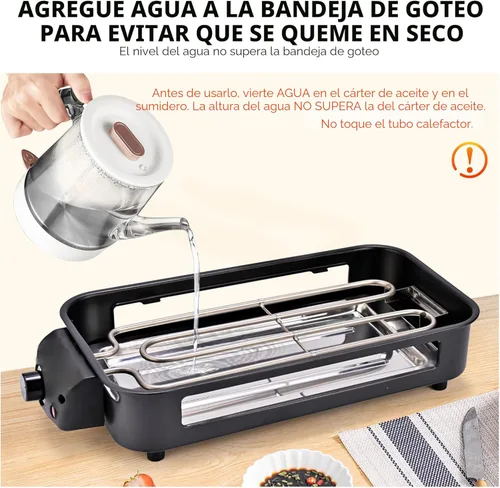 Miniatura 2 de Pukomc Parrilla Eléctrica de Interior, 2 en 1 para Cocina con Rejilla para Asar y Placa de Cocina Antiadherente Extraíble, Control de Temperatura