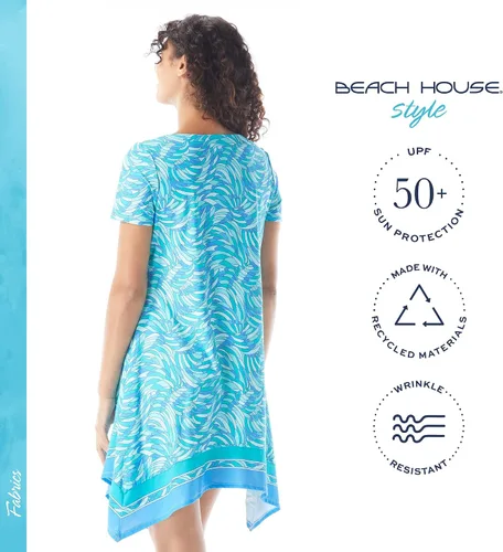 Miniatura 3 de BEACH HOUSE Style Skylar - Vestido tipo camiseta con dobladillo tipo bufanda, resistente a las arrugas, UPF 50+