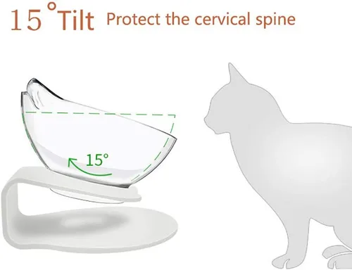 Miniatura 2 de Luck Dawn Cuenco elevado para gatos con soporte elevado, diseño inclinado de 15 grados, soporte protector de cuello elevado para alimentos