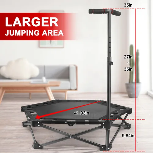 Miniatura 7 de Mini trampolín plegable: plegable y abierto en un solo paso, trampolín de rebote de 42 pulgadas para adultos y niños, carga máxima de 450 libras