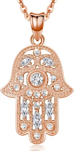 Miniatura 10 de Aniu Joyería de plata de ley 925 Hamsa de Fátima para mujer con circonita cúbica, viene con caja de regalo negra