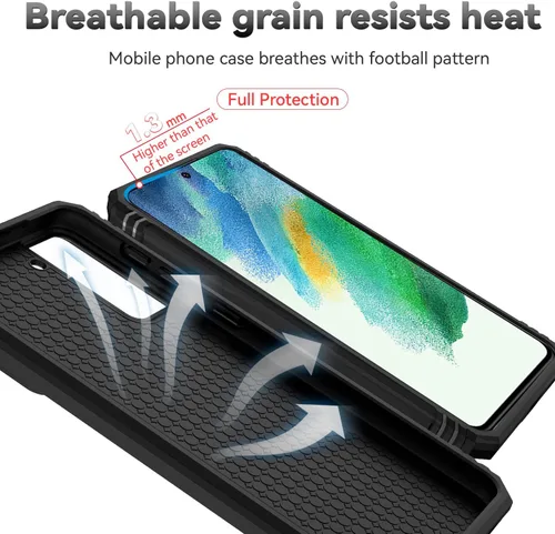 Miniatura 9 de Funda para Samsung Galaxy S21 FE 5G con cubierta para lente de cámara, protector de pantalla HD, soporte de anillo magnético con función de soporte