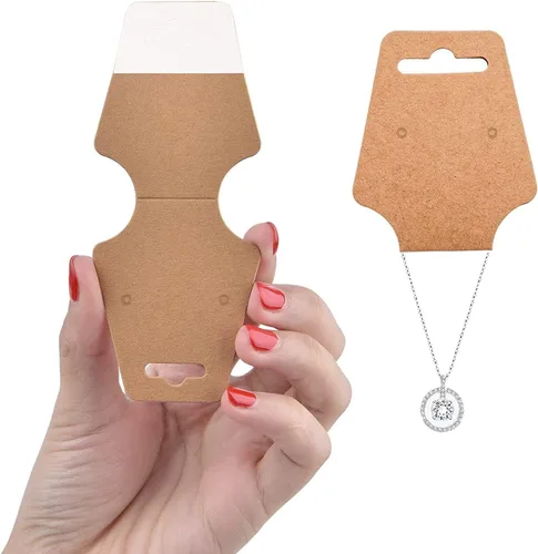 Miniatura 3 de 200 tarjetas de exhibición de pulseras con adhesivo, collar y llavero, tarjetas de exhibición, gargantilla, tarjetero de papel Kraft, etiquetas