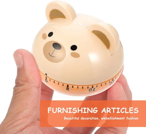 Miniatura 9 de Generic 2pcs Cartoon Kitchen Timer Lovely Bear Rabbit Mechanical Countdown Timer Portable Cooking Reminder for Baking Frying Egg Boiling and