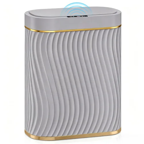 Ogikey Cubo de basura pequeño para baño con tapa automática sin contacto, bote de basura inteligente de 2.6 galones, contenedor de basura estrecho e
