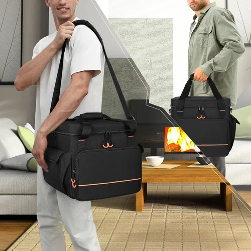 Miniatura 4 de LUXJA Bolsa acolchada para 2 luces de efecto o luces de cabeza móvil, bolsa de luz de efecto con divisor interior y bolsillos para accesorios