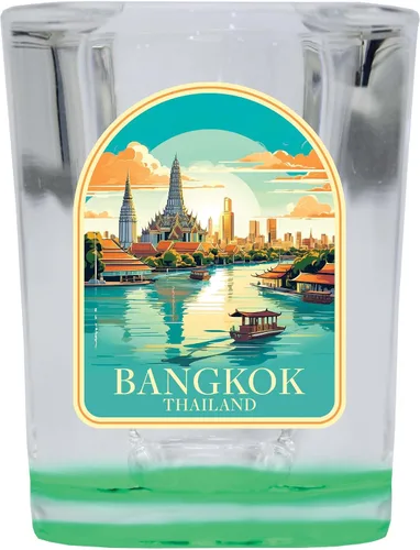Miniatura 6 de Bangkok Thailand A Souvenir - Vaso de chupito cuadrado de 2.5 onzas, base azul, paquete de 2