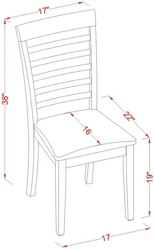 Miniatura 7 de East West Furniture HLML5-MAH-LC - Juego de mesa de comedor de 5 piezas para 4 personas, incluye una mesa de cocina redonda con pedestal y 4 sillas