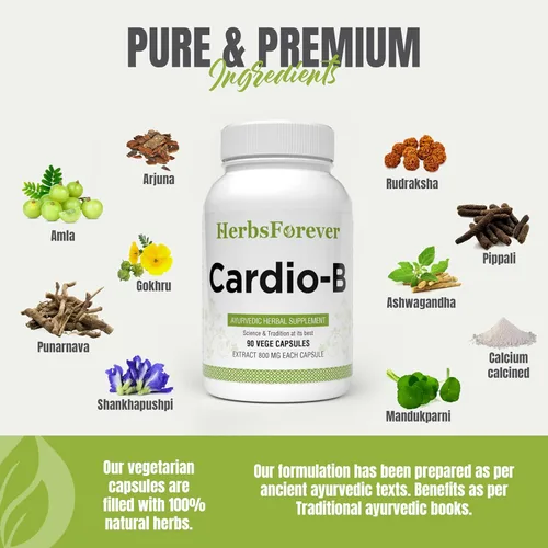 Miniatura 5 de Herbsforever Suplemento herbario ayurvédico Cardio-B 90 cápsulas vegetales 800 mg cada una