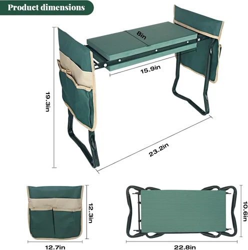 Miniatura 2 de Rodillera y Asiento de Jardín Mejorados con Almohadilla de Arrodillarse Suave Engrosada y Ensanchada, Banco de Jardinería de Servicio Pesado