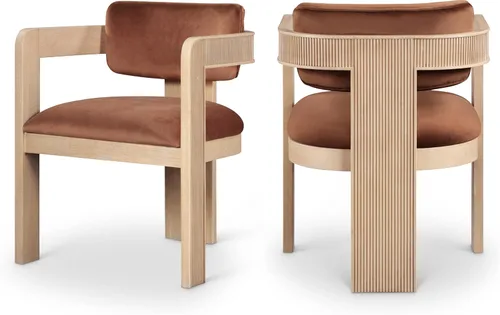 Miniatura 11 de Meridian Furniture 11095Beige-C Sacha Collection Silla de comedor Art Deco, terciopelo beige ultra lujo, terciopelo 460 GSM, madera sólida estriada