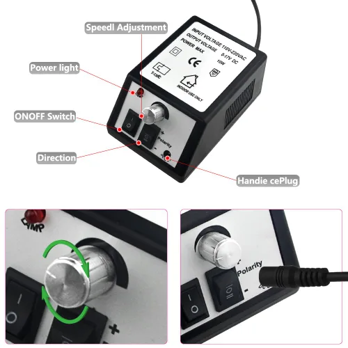 Miniatura 3 de Juego de cortaúñas eléctrico profesional con 206 bandas de lijado para el hogar y el salón (negro)
