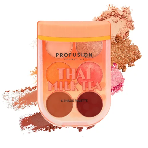 Miniatura 9 de Profusion Cosmetics Paleta de sombras de ojos de té de leche, 6 tonos altamente pigmentados y mezclables con acabados mate y brillantes para un Té