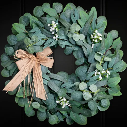Miniatura 9 de Coronas de oreja de cordero para puerta delantera, ventana, porche, corona de primavera y verano de 20 a 22 pulgadas para granja