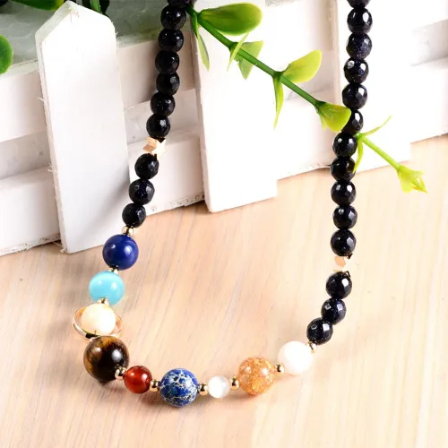 Miniatura 34 de Pulsera de cuentas de piedra para mujer, diseño de galaxia del universo de 8 planetas o 9 planetas en el sistema solar, pulseras de estrella