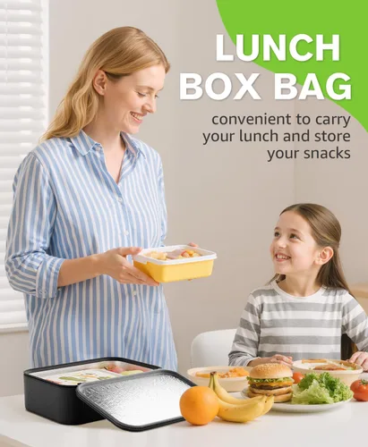 Miniatura 7 de Lonchera pequeña aislada para mujeres y hombres, lonchera Bento para niños, bolsas térmicas compactas portátiles para enfriar comidas con asa