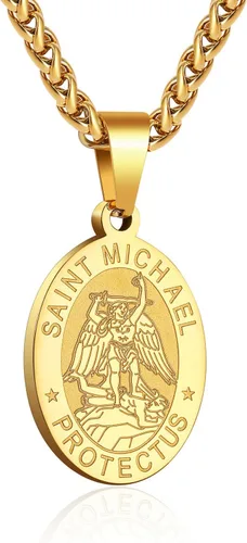 Miniatura 8 de P. BLAKE Collar ovalado de San Cristóbal, Miguel, José, Jude/Virgen María/José/Francisco/Patrick/Anthony/Benedict/Thomas para hombres y mujeres
