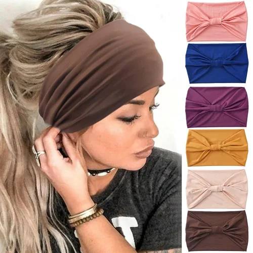 Miniatura 16 de Yeshan Diademas bohemias bandeau para mujeres, diadema ancha tipo bandana con nudo, pañuelo para el cabello con estampado floral, bandas africanas
