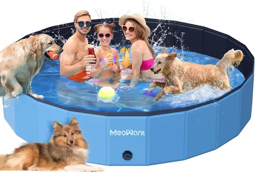 Meowant Piscina extragrande plegable para perros de 87 pulgadas, de plástico duro, piscina para niños, piscina plegable para perros y mascotas,