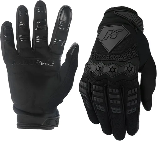 Guantes de motocross/motocicleta de pantalla táctil de dedo completo para hombres, aptos para bicicleta BMX MX ATV MTB, para andar todoterreno Negro