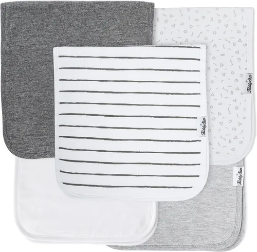 Miniatura 21 de KiddyStar Paquete de 5 paños de algodón orgánico para eructos, grandes, ultrasuaves de 3 capas para eructos, hombros y manos, altamente absorbentes