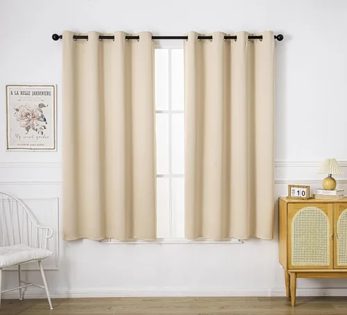 Miniatura 71 de PI Cortinas opacas para dormitorio, tratamiento de ventana con aislamiento térmico de anillo superior, cortinas oscurecedoras de habitación