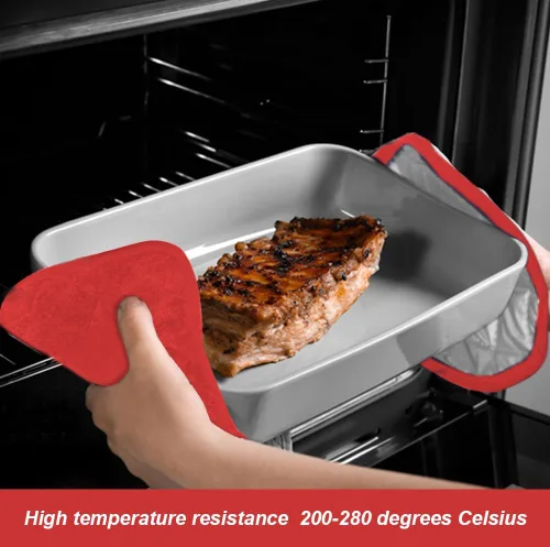 Miniatura 2 de meioro Paquete de 4 agarraderas para cocina resistentes al calor, almohadillas calientes 100% algodón, juego de soportes acolchados para ollas Rojo