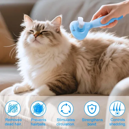 Miniatura 5 de Cepillo para gatos para desprendimiento, silicona autolimpiante para el cabello largo y corto Removing Loose Hair,Minimized Shedding,Cat