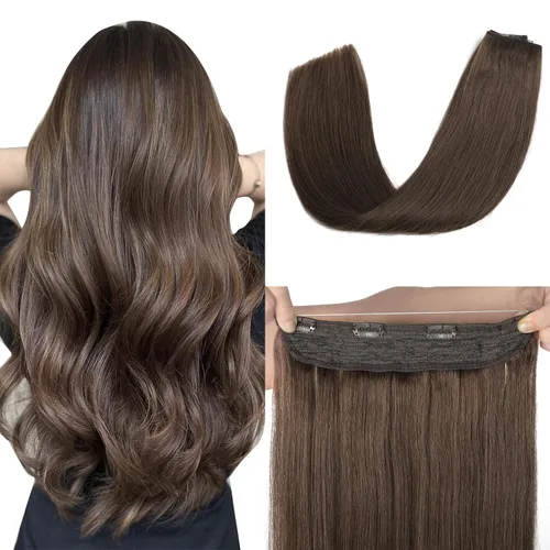 Miniatura 12 de XDhair Extensiones de cabello humano con alambre de 70 g, 14 pulgadas, balayage, color marrón dorado con rubio caramelo Remy, extensiones de cabello