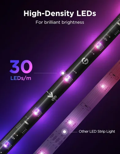 Miniatura 3 de Govee - Retroiluminación LED para TV 2, luces de TV cortables de 14.4 pies para televisores de 32 a 70 pulgadas, tiras de luces LED RGBWIC