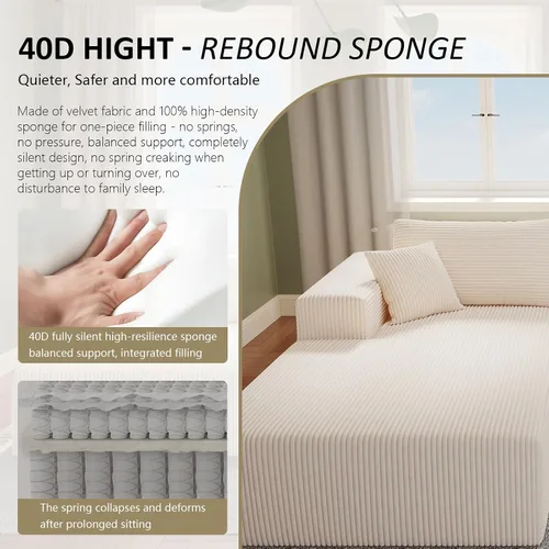 Miniatura 3 de Sofá seccional modular de 108" — Sofá nube de gran tamaño con chaise en forma de L, seccional modular tapizado de 3 asientos para sala de estar
