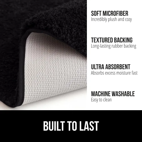 Miniatura 2 de GORILLA GRIP Alfombras de baño, ultra suaves, absorbentes, de felpa gruesa, lavables a máquina, microfibra de secado rápido, tapetes para ducha