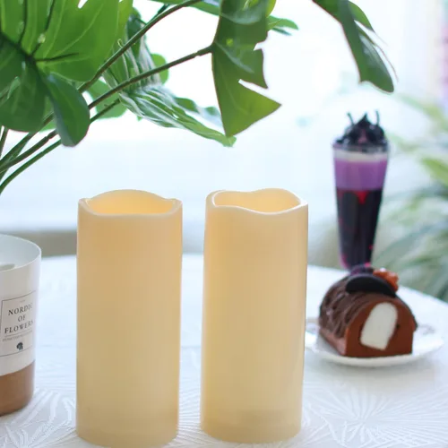 Miniatura 52 de 4 velas LED escalonadas sin flama, de pilas, impermeables, para exteriores, con temporizador, luz nocturna parpadeante de resina plástica, para Cera.