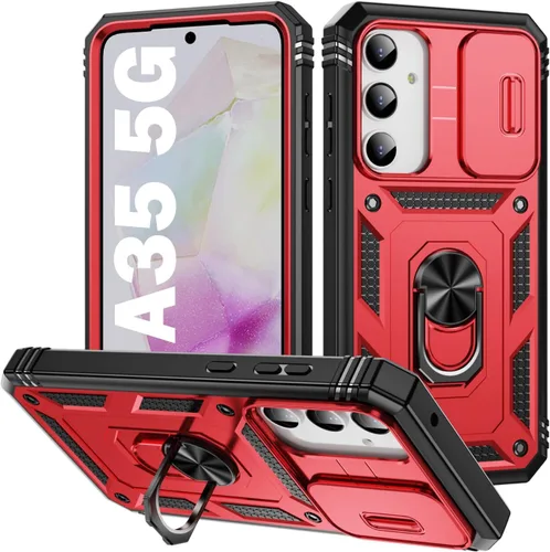 Miniatura 90 de PASNEW Funda para Samsung Galaxy A54, Soporte Metálico y Cubierta Deslizante para Cámara, Militar Multicapa Resistente de Cuerpo Completo a Prueba
