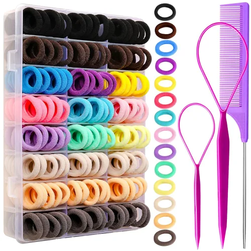 Miniatura 8 de YGDZ Lazos para el pelo de bebé, 280 piezas de accesorios para el cabello para niñas, niños pequeños, bandas elásticas de algodón con caja