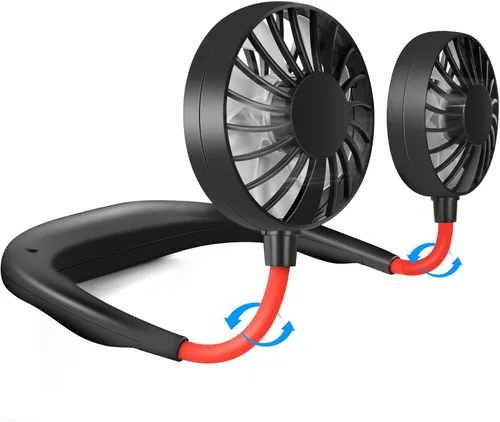 Miniatura 11 de Ventilador de cuello portátil y recargable, manos libres de carga USB con 3 velocidades ajustables y rotación libre de 360º, perfecto para Blanco
