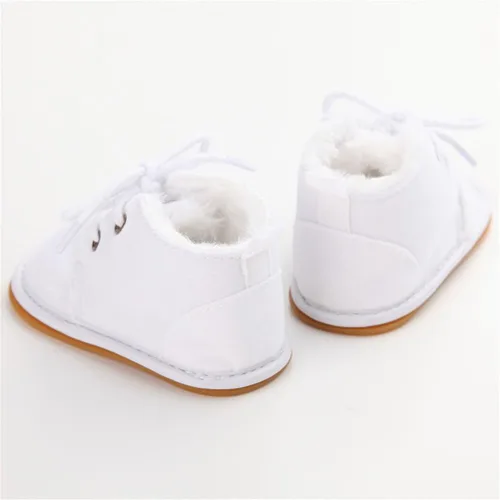 Miniatura 3 de ESTAMICO Zapatos de invierno para bebé, botas con cordones con suela de hule, afelpados