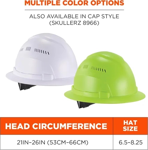 Miniatura 6 de Ergodyne Skullerz 8968 Sombrero duro de ala completa ligera con ventilación ajustable - Tipo 1, Clase C