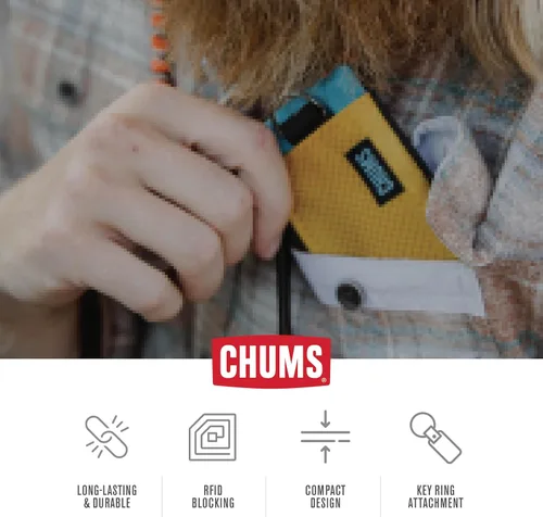 Miniatura 5 de Chums Surfshorts - Cartera minimalista ligera con cremallera y ventana de identificación transparente, resistente al agua con llavero