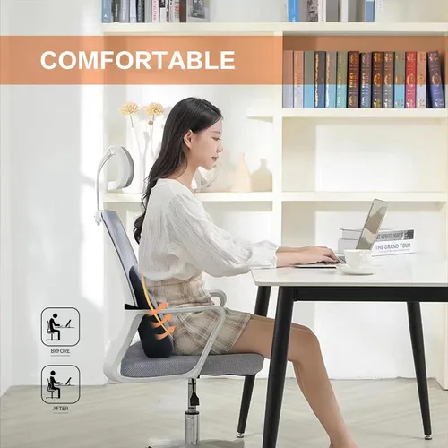 Miniatura 6 de Almohada Lumbar Súper Cómoda, Almohada de Soporte Lumbar para Alivio del Dolor de Espalda con Correa Ajustable, 100% Espuma Viscoelástica y Funda