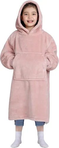 Miniatura 33 de Waitu - Sudadera tipo manta, para regalar a hombre o mujer, muy cálida y acogedora, gigantesca, con capucha, de gruesa franela, con mangas y un Negro