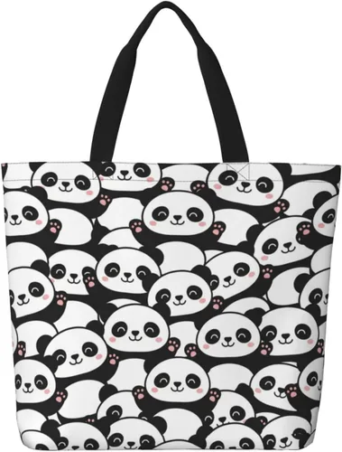 Miniatura 37 de Famame Canvas Tote Bag Large Women Casual Shoulder Bag Handbag Reusable Multipurpose Shopping Grocery Bag