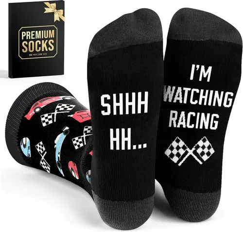 Miniatura 17 de VICRAZY Coche de Carreras, Calcetines de Coche Deportivo para Hombres, Mujeres - Regalos de Fórmula 1, Calcetines de Carreras, Rellenos de Media