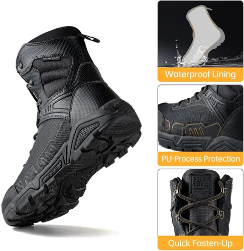 Miniatura 2 de FREE SOLDIER Botas tácticas militares para hombre, impermeables, botas de trabajo para senderismo, botas de combate duraderas