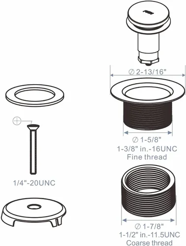 Miniatura 5 de HIDROP Kit de Conversión de Drenaje Tip Toe para Bañera, Kit de Recambio de Drenaje para Baño en Níquel Cepillado con Placa Frontal