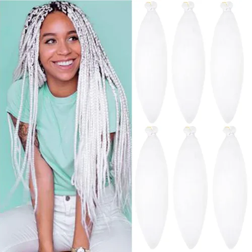 Miniatura 69 de Extensiones de cabello trenzado morado preestiradas, 20 pulgadas, 2 piezas de cabello sintético trenzado para niñas y mujeres, fiesta, disfraz