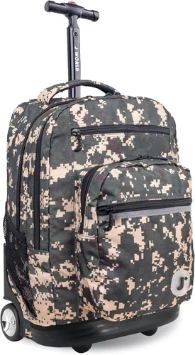 Miniatura 27 de J World Sundance Mochila Rodante para Laptop para Niñas y Niños. Mochila Escolar con Ruedas, Rombos negro, 20 pulgadas