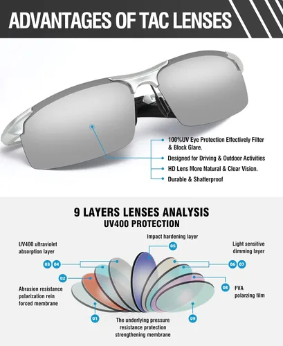 Miniatura 4 de Duco - Gafas de sol deportivas polarizadas para hombre con protección UV 8177s